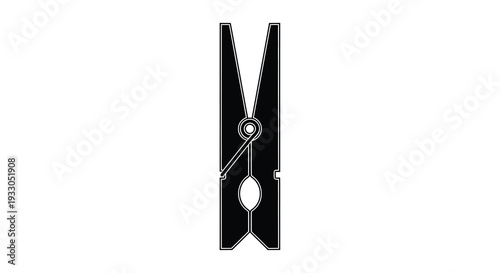 A stark black silhouette of a wooden clothespin emphasizing its simple form and functional design silhouette high quality professional