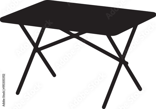 silhouette of folding camping table outdoor furniture vector illustration
