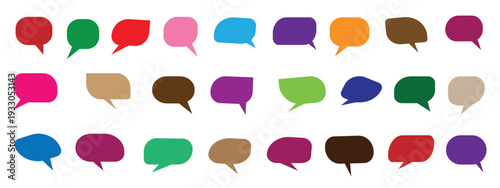  Big set of speech bubbles,Collection of colorful speech balloon communication concept,  vector set of flat message bubbles show chat bubble or dialog boxes on white background. Speak bubble text,