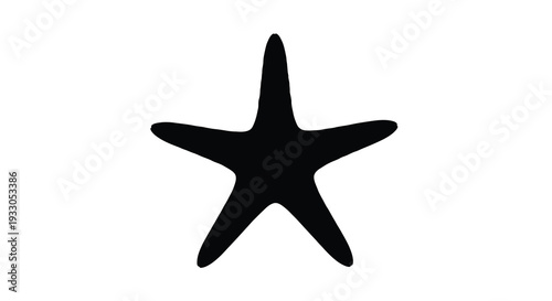 A striking minimalist depiction of a five pointed starfish against a plain white background a bold silhouette high quality professional
