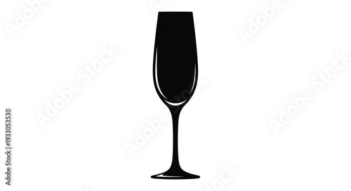 A minimalist depiction of a classic champagne flute starkly contrasted against a white background silhouette high quality professional detailed