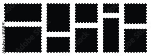 Set of blank rectangle and square Postage stamp frames. Postage stamp vector icons.Blank postage stamps borders vector set. templates, Postage stamp set,Mockup postage stamps