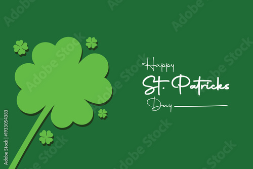 Happy St. Patrick's Day green poster design with flowery text