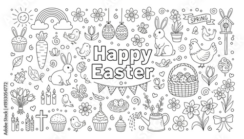 Four ceramic rabbits in different pastel colors arranged in a grid on contrasting backgrounds viewed from a slight overhead perspective