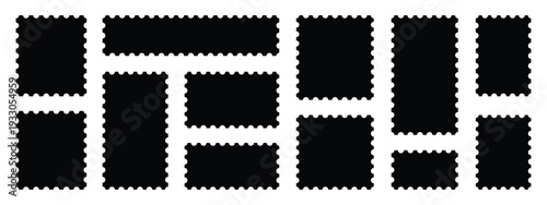 Set of blank rectangle and square Postage stamp frames. Postage stamp vector icons.Blank postage stamps borders vector set. templates, Postage stamp set,Mockup postage stamps