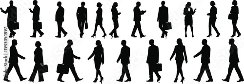 Large collection of active people silhouettes jumping dancing sitting and standing isolated on white background vector,