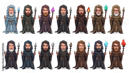 Fantasy Wizard and Mage Character Sprites Collection for 2D Games