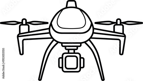 A detailed illustration of a drone with a camera mounted underneath.
