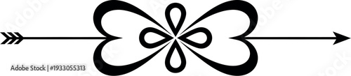 A decorative arrow with a floral design in the middle pointing to the right.