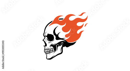 Flaming Skull Illustration Graphic Design Element.