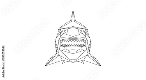 Black and White Shark Head Illustration 1.
