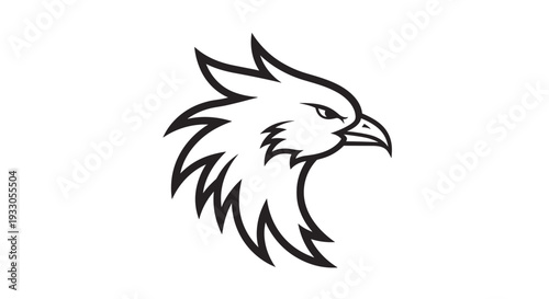 Black and White Eagle Head Illustration.