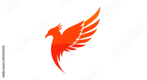 Red Phoenix Bird Logo Illustration Design.