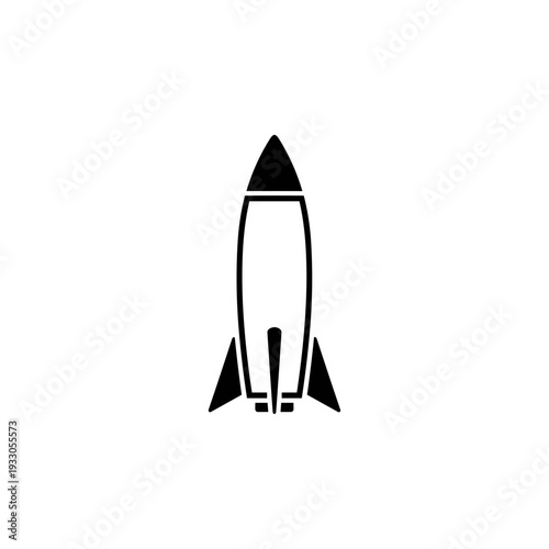 Simple Black Rocket Ship Illustration.