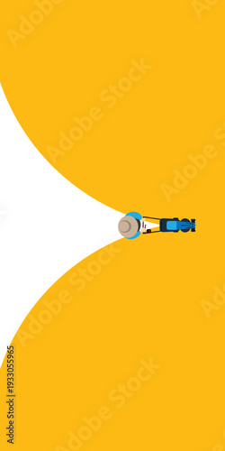 Simple flat lawn mower line presentation background. Copy space and negative space