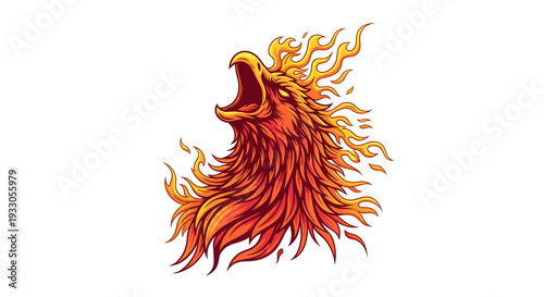 Fierce Phoenix Rising from Flames.