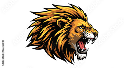 Illustration of a Roaring Lion Head.