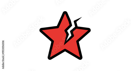 Red Star with Broken Point Illustration.