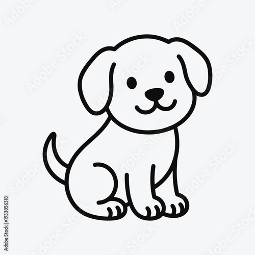 Cute cartoon puppy sitting and smiling sweetly