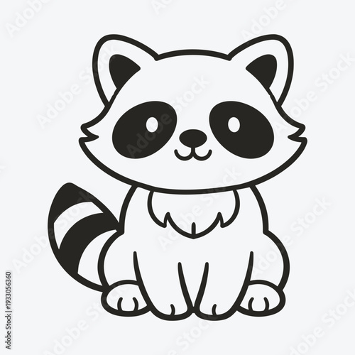 Cute cartoon raccoon with big eyes and sweet expression