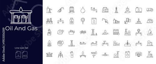 Oil And Gas Line Editable Icons set