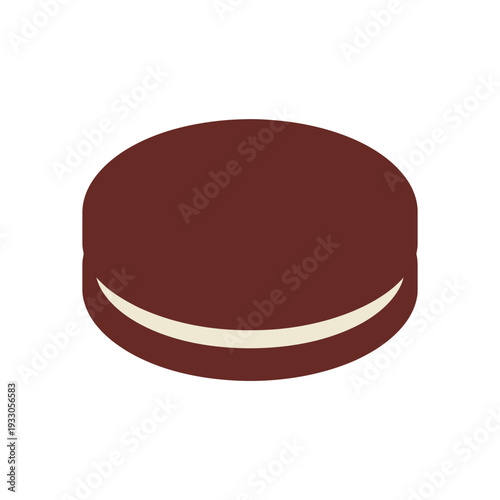 Delicious chocolate sandwich cookie with cream filling isolated on a white background showcasing rich brown texture and smooth cream layer