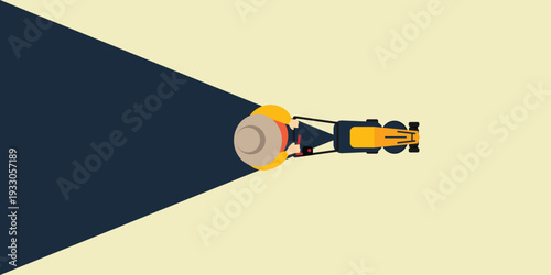 Simple flat lawn mower line presentation background. Copy space and negative space