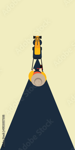 Simple flat lawn mower line presentation background. Copy space and negative space