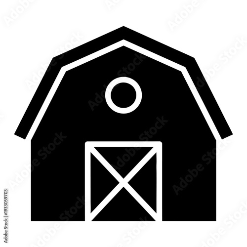 Barn icon minimalist black silhouette agriculture and farming symbol flat design