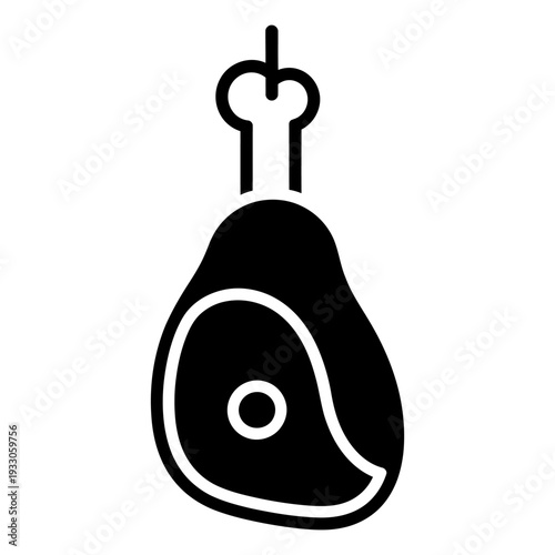 Meat leg ham icon black silhouette graphic for food and butchery design