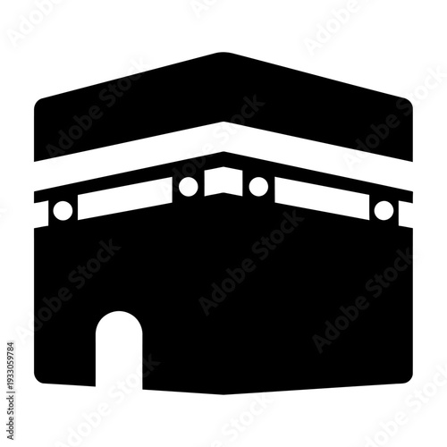 Kaaba icon silhouette representing the holy site in Mecca for Islamic pilgrimage Hajj and Umrah