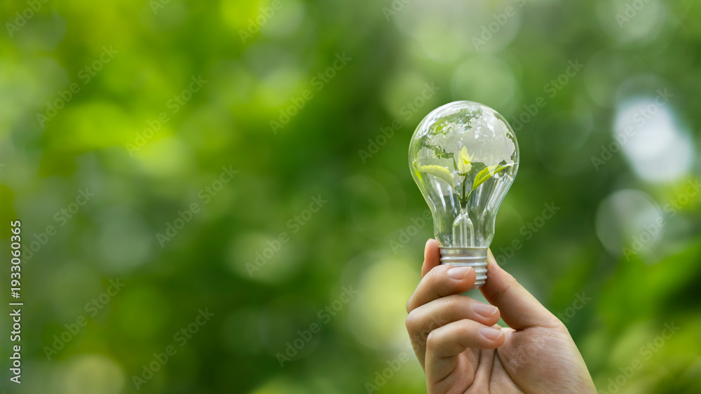 Naklejka premium Sustainable Environment concept. ESG, green energy. Carbon emission low neutral, net zero, renewable energy, Green business, Climate neutral long term strategy on a green background.