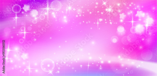 Gradient backdrop with luminous streams and shimmering spark elements. Vector kawaii background with blurred stars and circles. Branding, packaging and invitation, social post or digital wallpaper
