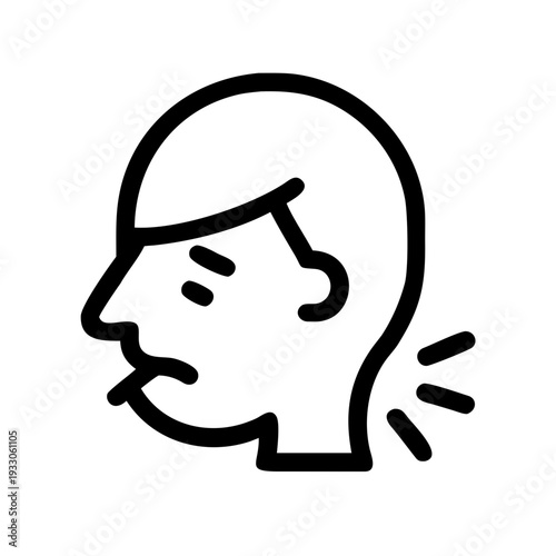 Simple line drawing of a person sneezing with a sparkle effect isolated on white background, Vector