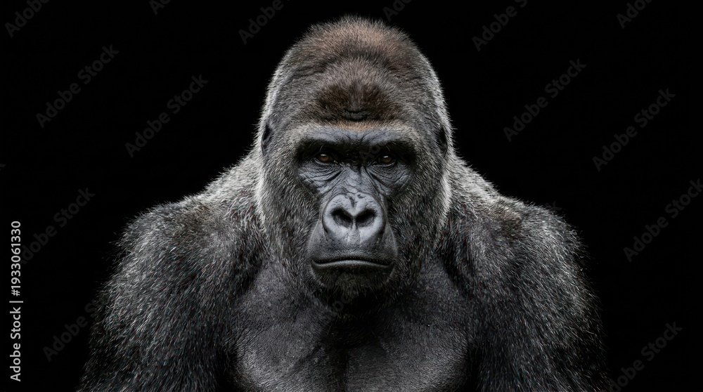 Obraz premium Gorilla Portrait on Black Background Studio.