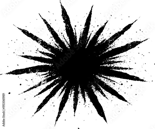 Abstract radial hexagon burst in high contrast black and white for modern design