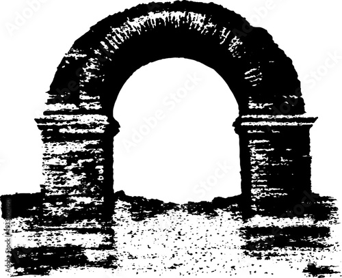 Vintage architectural arch in high contrast black and white design for print