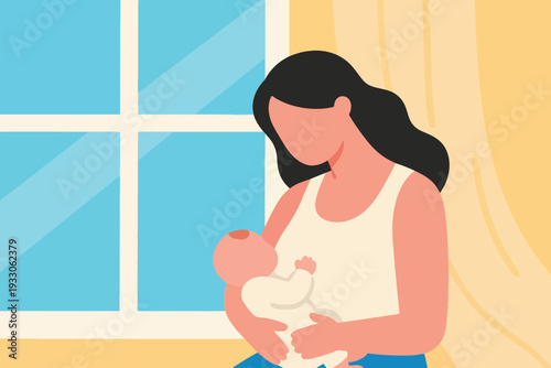 Vector of a Mother Holding a Little Baby Illustration Creative Design Template 