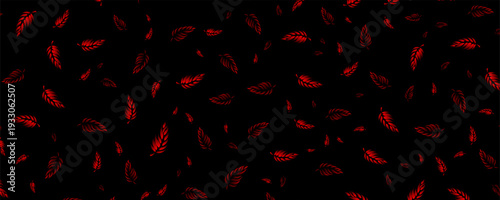 Flying Dark Red Rose Petals Isolated on Black Background. Freeze eps 10