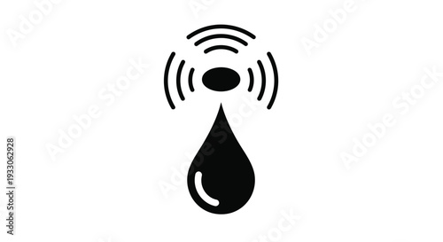 A black droplet with radiating waves a minimalist graphic silhouette