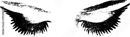 Eye and wings sketch in high contrast black and white ink design for posters or cards