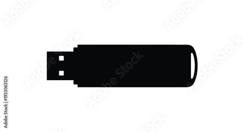 A black usb flash drive depicted in a stark silhouette
