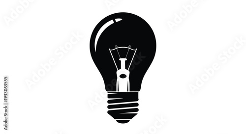 A striking black silhouette of a classic lightbulb design silhouette
