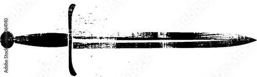 Sword and flame concept in high contrast black and white ink for vintage design