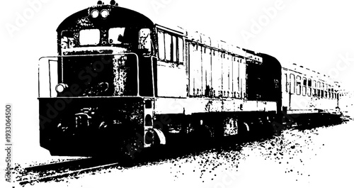 High contrast train locomotive front in stencil style for design projects