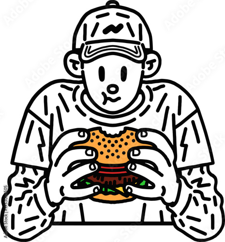 ハンバーガーを食べる人