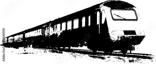 High contrast train travel icon in stencil style for design projects