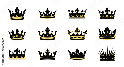 Variety of black crowns displayed in a clean graphic silhouette