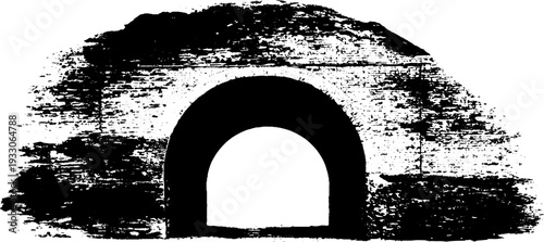 High contrast underground tunnel arch stencil art for design projects