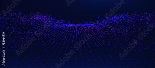 Abstract 3D ai grid background for cyber and digital technology design. Data science line for big data blue concept and network tech future backdrop.